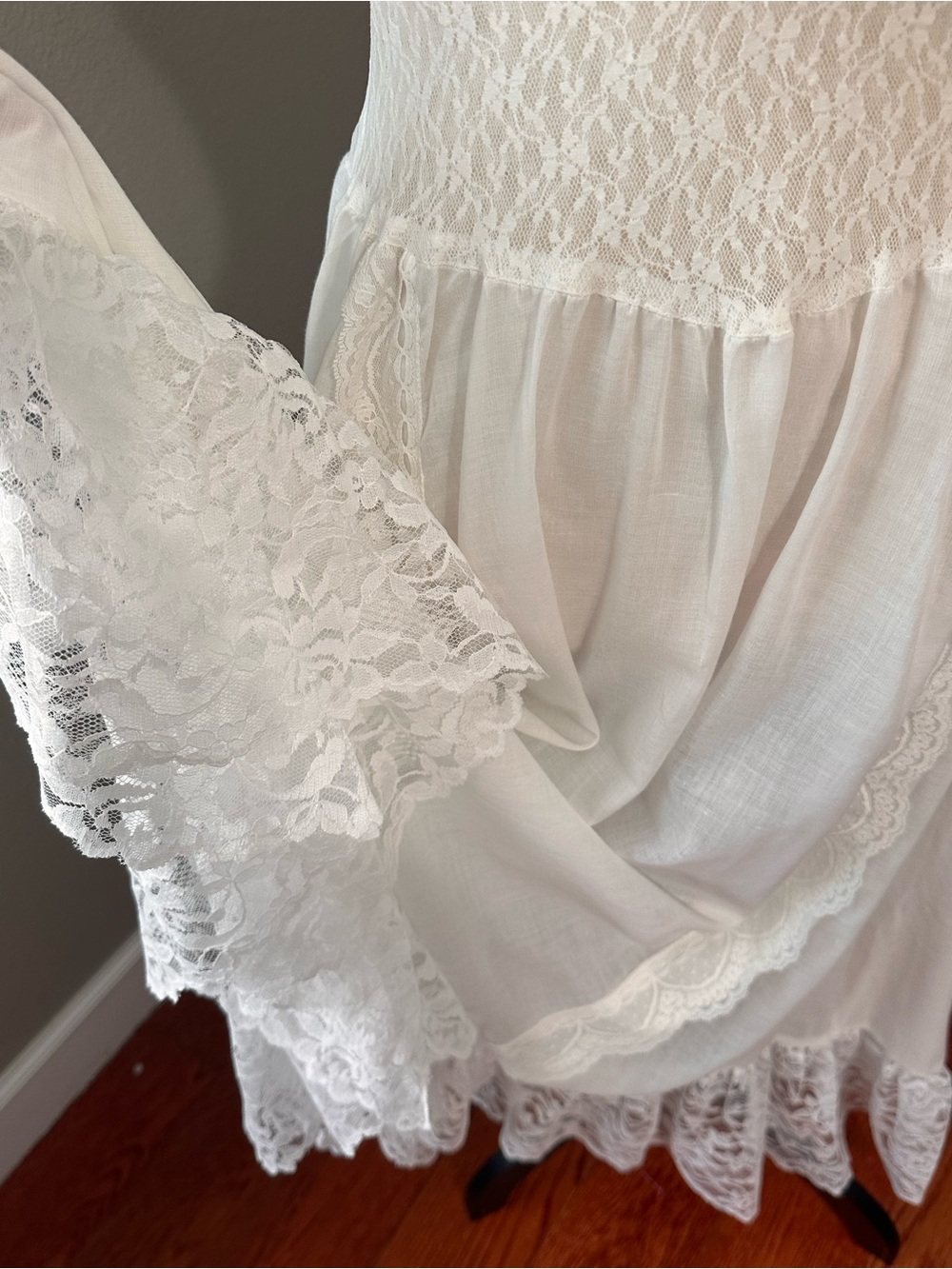 American Vintage Gunne Sax Jessica McClintock Victorian 70s Lace Prairie Maxi - Picture 4 of 9